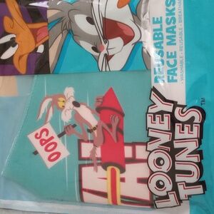 💜5/$10 NWT LOONEY TUNES Turquoise and White Face Mask